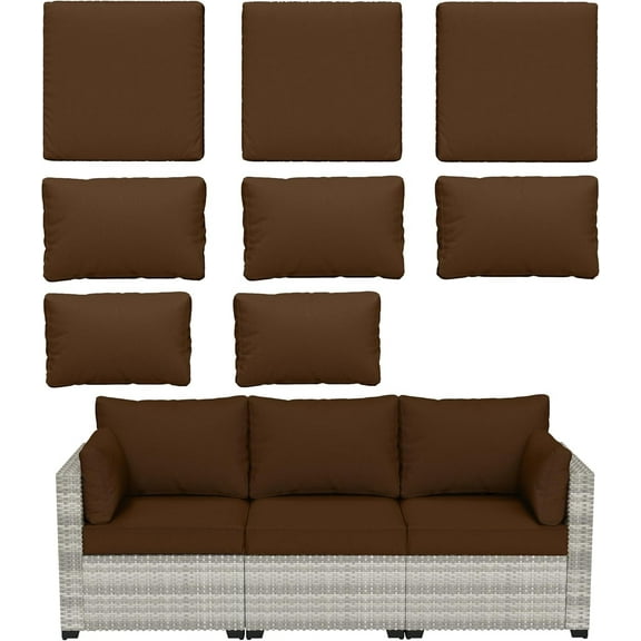 Pakunoda Non-Slip Latex Dot Fade Resistant Couch Cover Couch Cover set of 8, (Chocolate, Cover Only)