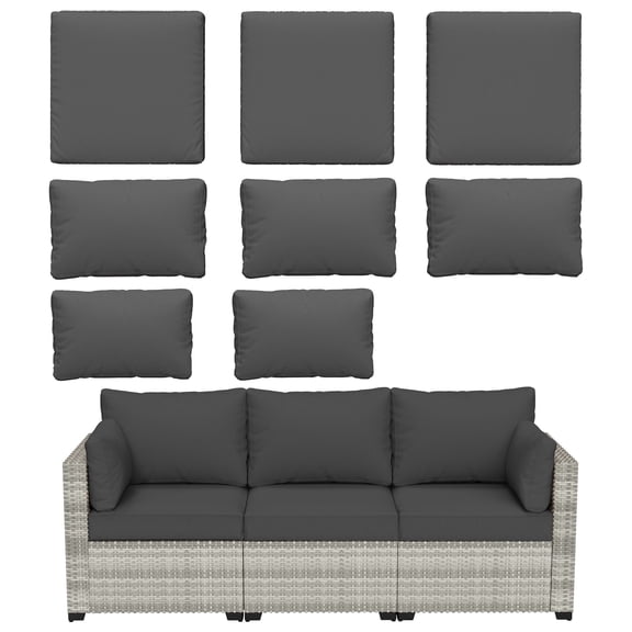 Pakunoda Non-Slip Latex Dot Fade Resistant Couch Cover Couch Cover set of 8, (Gray, Cover Only)