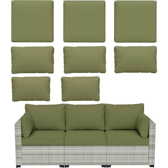 Pakunoda Non-Slip Latex Dot Fade Resistant Couch Cover Couch Cover set of 8, (Light Green, Cover Only)