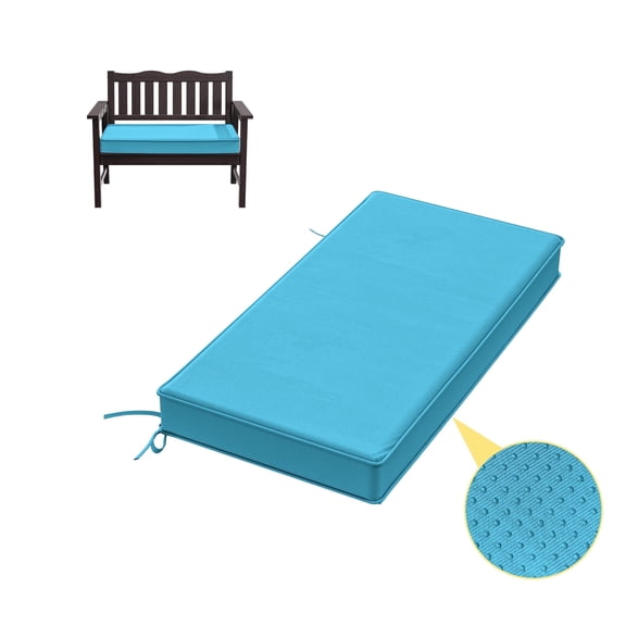 Kimunuk Outdoor Bench Cushions 36 x 18 x 3.5 Inch, High Density Foam Bench Seat Cushion, Porch Swing Cushion with Non-Slip Removable Cover, Lake Blue