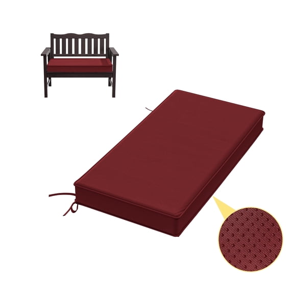 Kimunuk Outdoor Bench Cushions 36 x 18 x 3.5 Inch, High Density Foam Bench Seat Cushion, Porch Swing Cushion with Non-Slip Removable Cover, Burgundy
