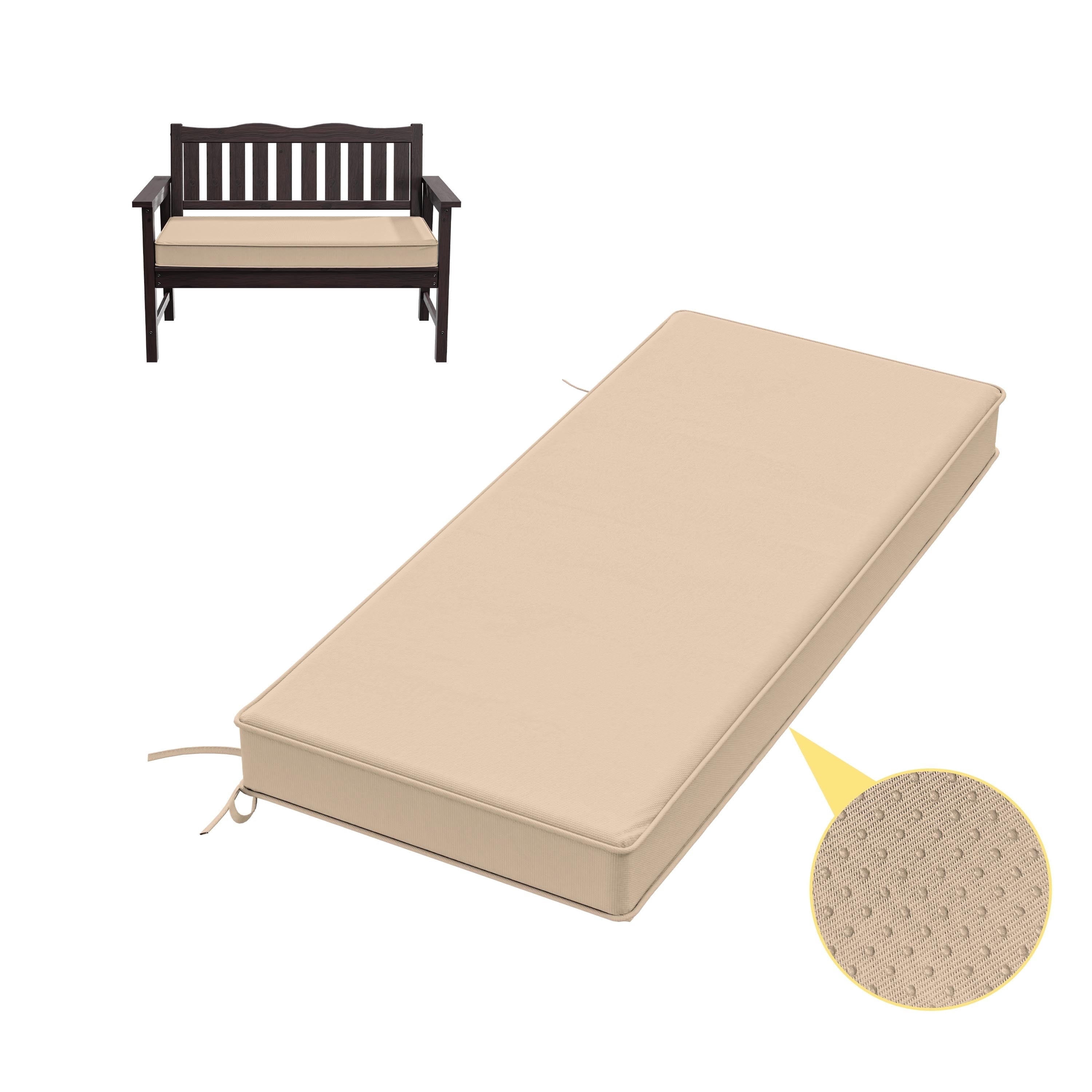 Kimunuk Outdoor Bench Cushions 42 x 18 x 3.5 Inch, High Density Foam Bench Seat Cushion, Porch Swing Cushion with Non-Slip Removable Cover, Sand