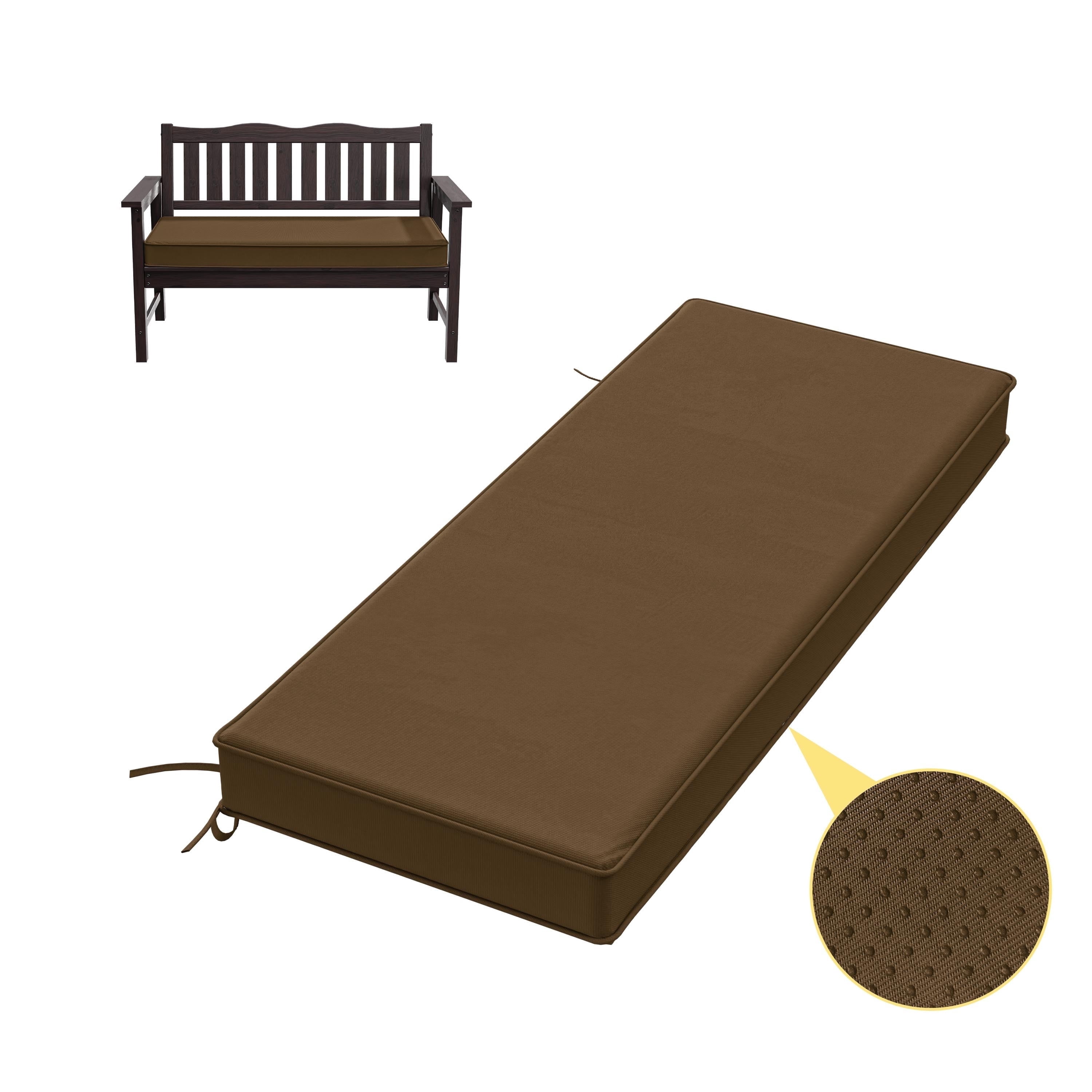 Kimunuk Outdoor Bench Cushions 45 x 18 x 3.5 Inch, High Density Foam Bench Seat Cushion, Porch Swing Cushion with Non-Slip Removable Cover, Chocolate