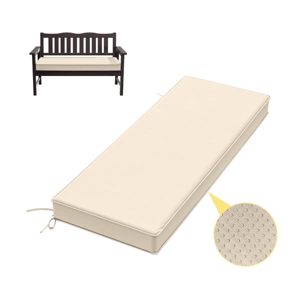 Kimunuk Outdoor Bench Cushions 48 x 18 x 3.5 Inch, High Density Foam Bench Seat Cushion, Porch Swing Cushion with Non-Slip Removable Cover, Cream