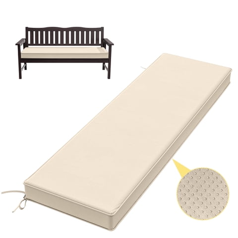 Kimunuk Outdoor Bench Cushions 60 x 18 x 3.5 Inch, High Density Foam Bench Seat Cushion, Porch Swing Cushion with Non-Slip Removable Cover, Cream