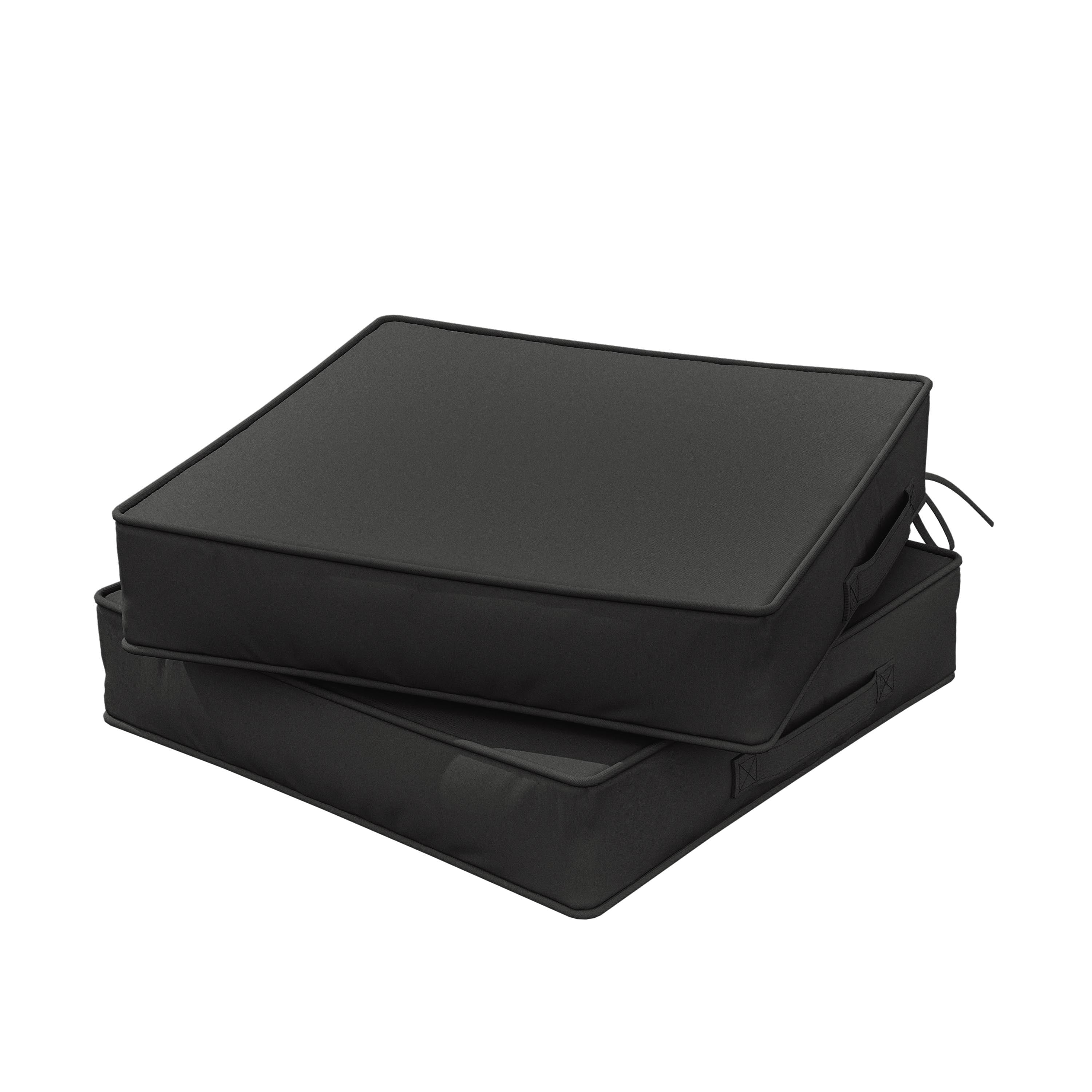 Pakunoda Outdoor Chair Cushions 19 X 19 X 4 Inch, 2-Piece Patio Seat Pad Cushions, Waterproof Outdoor Seat Cushions Square Corner with Handle and Ties, Black