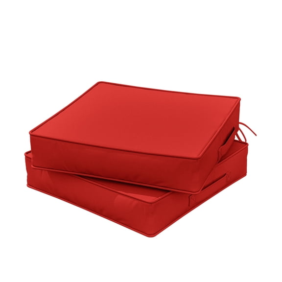 Pakunoda Outdoor Chair Cushions 19 X 19 X 4 Inch, 2-Piece Patio Seat Pad Cushions, Waterproof Outdoor Seat Cushions Square Corner with Handle and Ties, Red