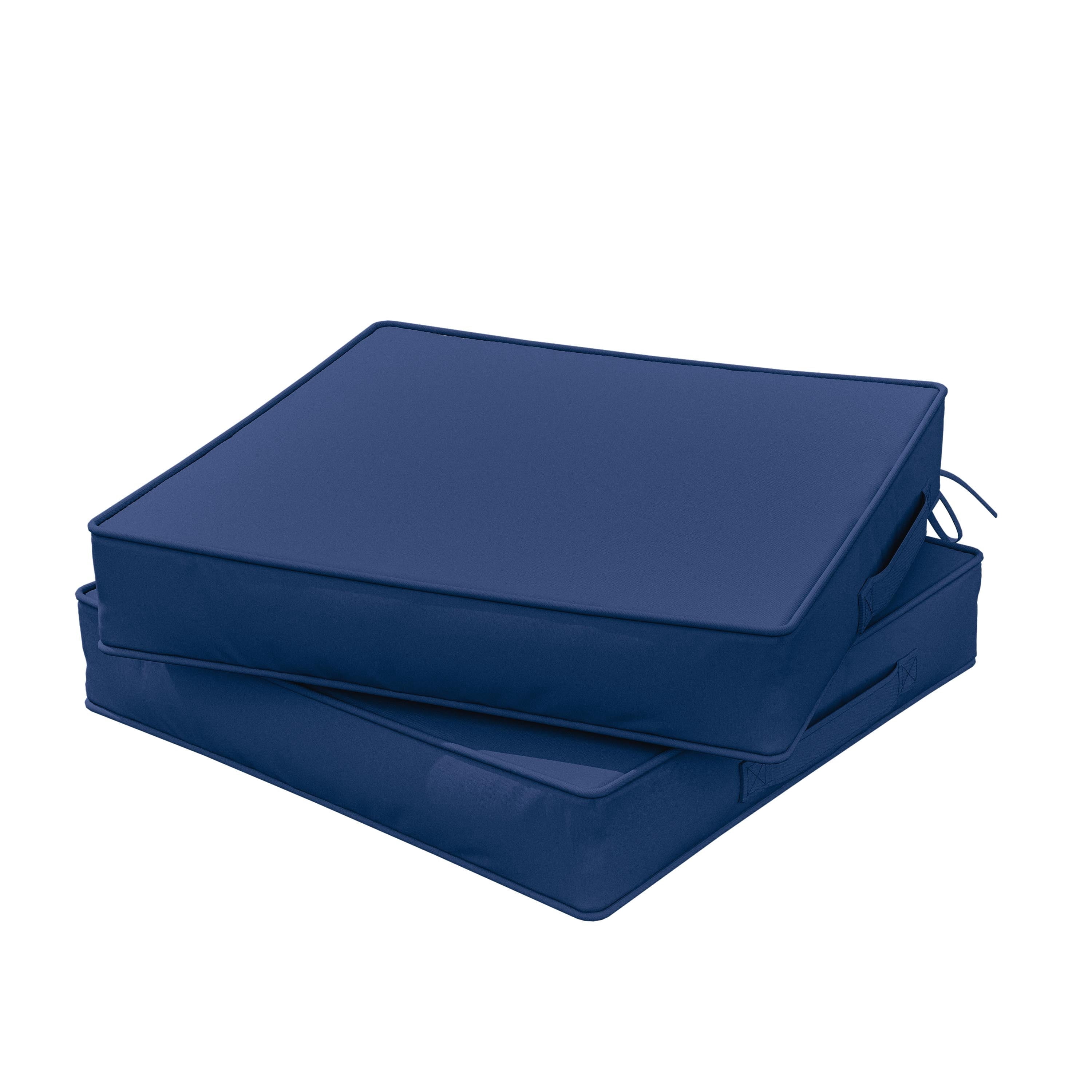 Pakunoda Outdoor Chair Cushions 22 X 22 X 4 Inch, 2-Piece Patio Seat Pad Cushions, Waterproof Outdoor Seat Cushions Square Corner with Handle and Ties, Blue