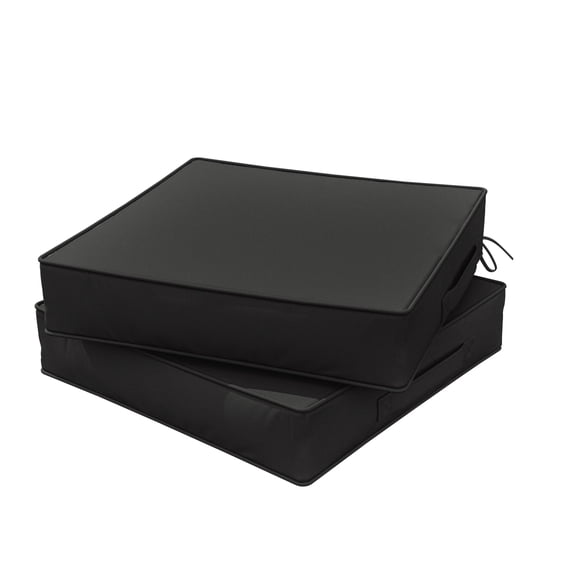 Pakunoda Outdoor Chair Cushions 24 X 24 X 5 Inch, 2-Piece Patio Seat Pad Cushions, Waterproof Outdoor Seat Cushions Square Corner with Handle and Ties, Black