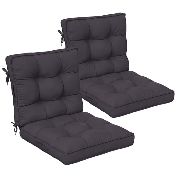Pakunoda Outdoor Chair Cushions 43" X 23" X 5" Set of 2, Water & Fade Resistant Tufted Rocking Chair Cushions with Tie, Non Slip Seat and Seatback Patio Dining Chair Cushions, Grey