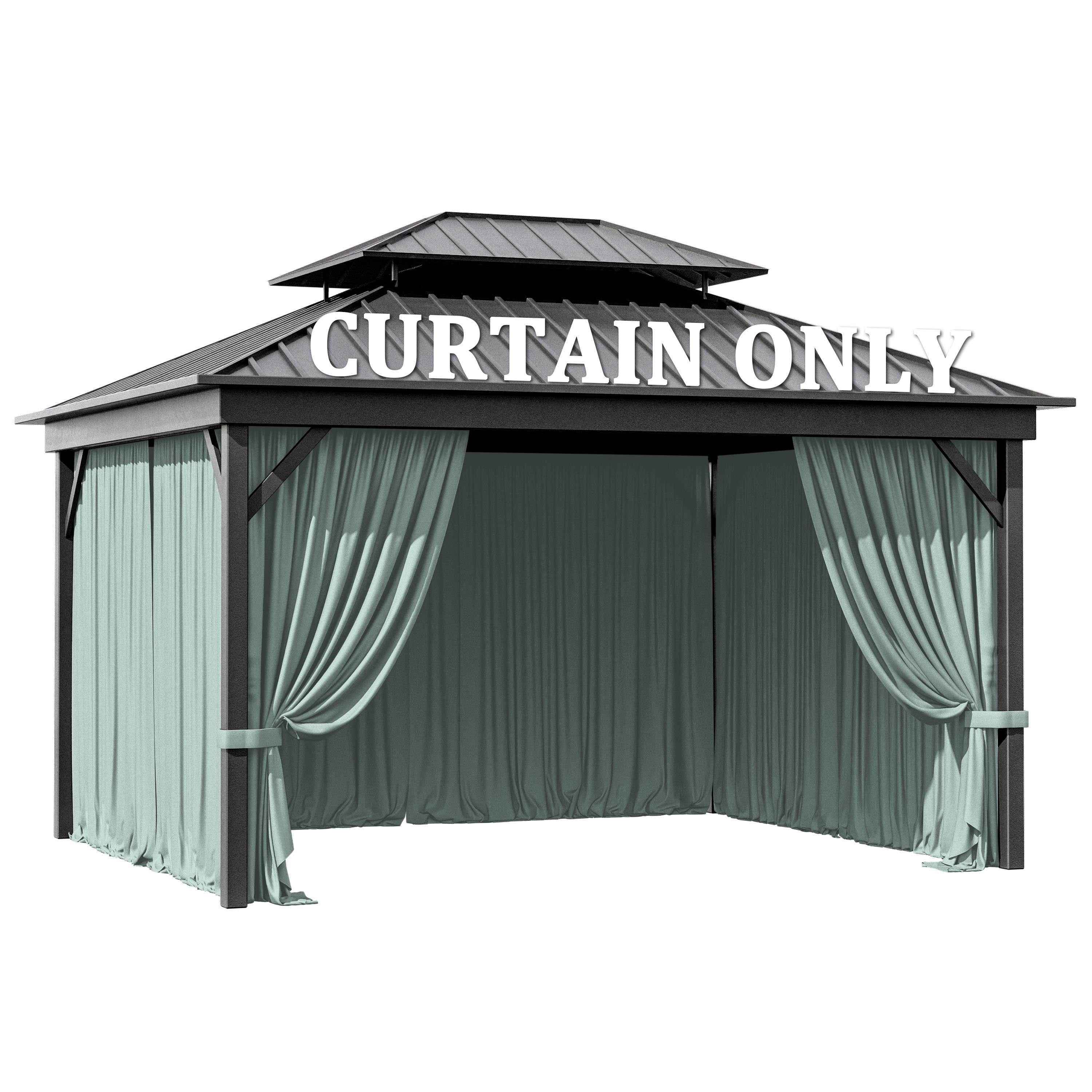 Pakunoda 11' X 6.5' Gazebo Universal Replacement Privacy 4-Panel Curtains, Waterproof Outdoor Curtains Calcite Blue Sidewall with Zipper for Patio Garden Backyard 10' X 12' Gazebo, Curtain Only