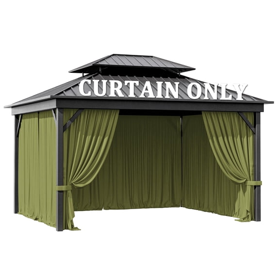 Pakunoda 11' X 6.5' Gazebo Universal Replacement Privacy 4-Panel Curtains, Waterproof Outdoor Curtains Light Green Sidewall with Zipper for Patio Garden Backyard 10' X 12' Gazebo, Curtain Only