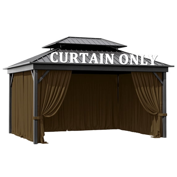 Pakunoda 11.5' X 6.5' Gazebo Universal Replacement Privacy 4-Panel Curtains, Waterproof Outdoor Curtains Chococlate Sidewall with Zipper for Patio Garden Backyard 10' X 13' Gazebo, Curtain Only