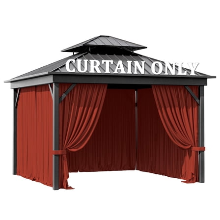 Pakunoda 12' X 12' Gazebo Universal Replacement Privacy 4-Panel Curtains, Waterproof Outdoor Curtains Terrared Sidewall with Zipper for Patio Garden Backyard, Curtain Only