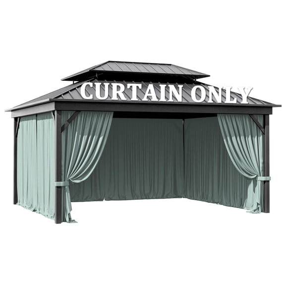 Pakunoda 13' X 6.5' Gazebo Universal Replacement Privacy 4-Panel Curtains, Waterproof Outdoor Privacy Curtains Calcite Blue Sidewall with Zipper for Patio, Curtain Only
