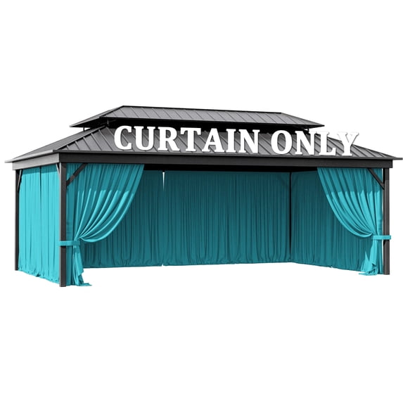 Pakunoda 16' X 6.5' Gazebo Universal Replacement Privacy 4-Panel Curtains, Waterproof Outdoor Curtains Lake Blue Sidewall with Zipper for Patio Garden Backyard 12' X 20' Gazebo, Curtain Only