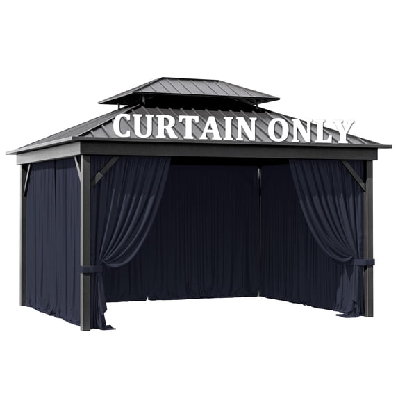 Pakunoda 11' X 6.5' Outdoor Curtains for 10' X 12' Gazebo, Waterproof Outdoor Privacy Curtain Panel set of 4, Navy Blue(Curtain Only)