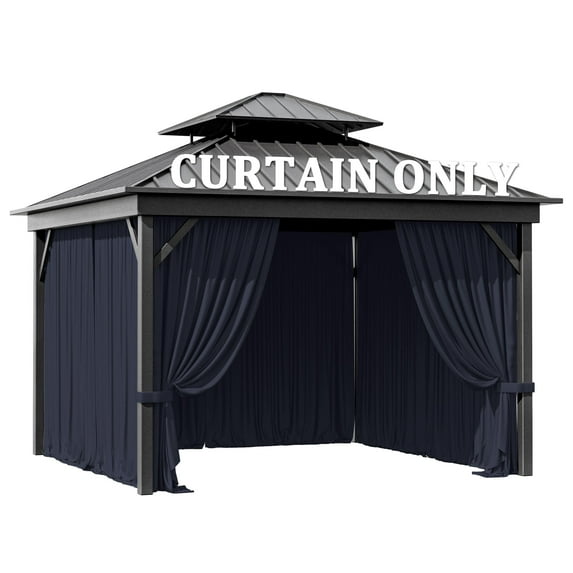Pakunoda Outdoor Curtains for 10' X 12' Gazebo, Waterproof Outdoor Privacy Curtain Panel set of 4, Navy Blue(Curtain Only)