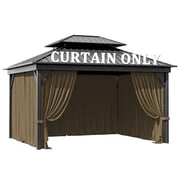 Pakunoda 11' X 6.5' Gazebo Universal Replacement Privacy 4-Panel Curtains, Waterproof Outdoor Curtains Sand Sidewall with Zipper for Patio Garden Backyard 10' X 12' Gazebo, Curtain Only