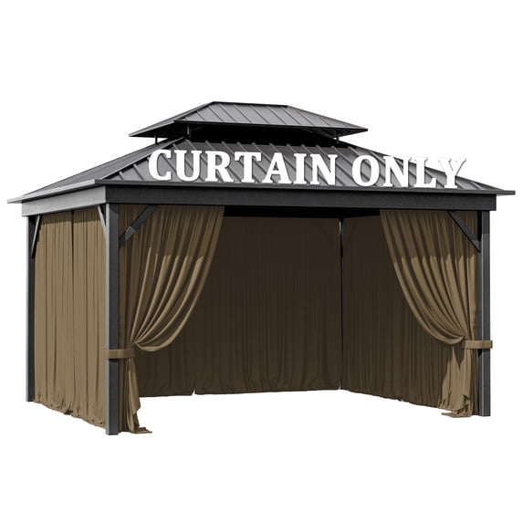 Pakunoda 11' X 6.5' Gazebo Universal Replacement Privacy 4-Panel Curtains, Waterproof Outdoor Curtains Sand Sidewall with Zipper for Patio Garden Backyard 10' X 12' Gazebo, Curtain Only