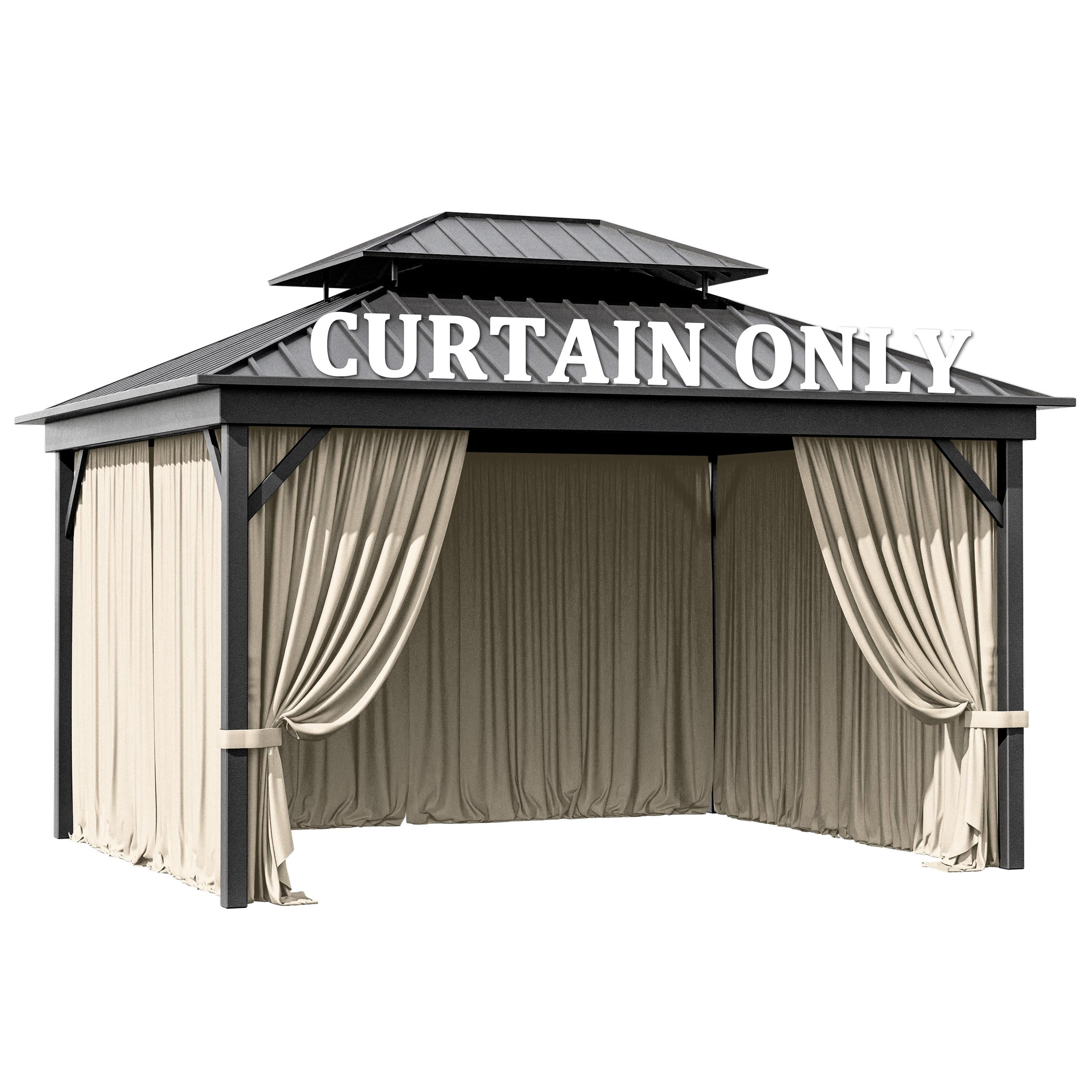 Pakunoda 11' X 6.5' Gazebo Universal Replacement Privacy 4-Panel Curtains, Waterproof Outdoor Curtains Cream Sidewall with Zipper for Patio Garden Backyard 10' X 12' Gazebo, Curtain Only