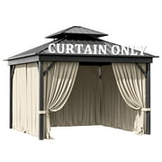 Pakunoda 10' X 12' Gazebo Universal Replacement Privacy 4-Panel Curtains, Waterproof Outdoor Curtains Cream Sidewall with Zipper for Patio Garden Backyard, Curtain Only