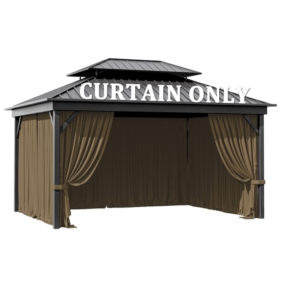 Pakunoda 11.5' X 6.5' Gazebo Universal Replacement Privacy 4-Panel Curtains, Waterproof Outdoor Curtains Sand Sidewall with Zipper for Patio Garden Backyard 10' X 13' Gazebo, Curtain Only