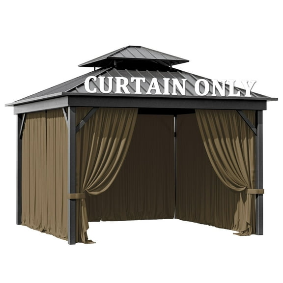 Pakunoda Outdoor Curtains for Gazebo Set of 4, Waterproof Outdoor Privacy Curtain Panel with Double Zipper, 12' X 12', Sand(Curtain Only)