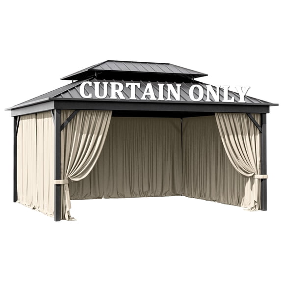 Pakunoda 13' X 6.5' Gazebo Universal Replacement Privacy 4-Panel Curtains, Waterproof Outdoor Curtains Cream Sidewall with Zipper for Patio Garden Backyard 12' X 14' Gazebo, Curtain Only