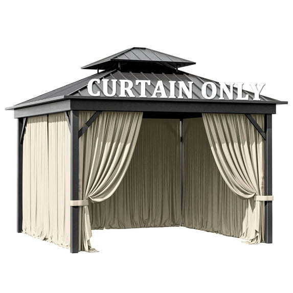 Pakunoda Outdoor Curtains for 12' X 20' Gazebo, Waterproof Outdoor Privacy Curtain Panel set of 4, Cream(Curtain Only)