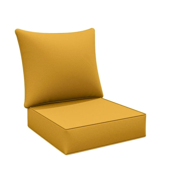 Pakunoda Outdoor Deep Seat Cushion with Backrest, 24" x 24" x 6.5" Waterproof Patio Chair Replacement Cushion for Sofa Couch, Yellow