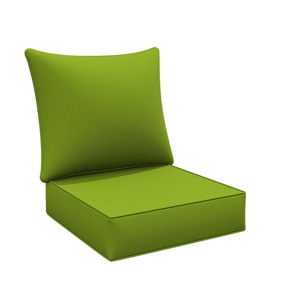 Pakunoda Outdoor Deep Seat Cushion with Backrest, 24" x 24" x 6.5" Waterproof Patio Chair Replacement Cushion for Sofa Couch, Grass Green