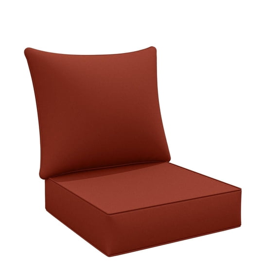Pakunoda Outdoor Deep Seat Cushion with Backrest, 24" x 24" x 6.5" Waterproof Patio Chair Replacement Cushion for Sofa Couch, Terra Red