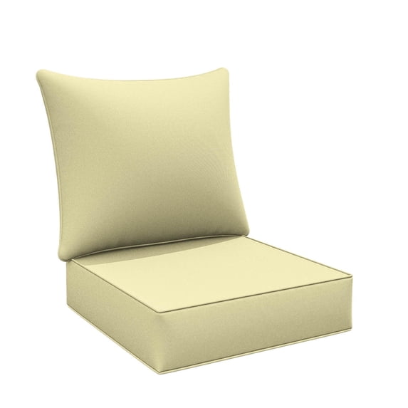 Pakunoda Outdoor Deep Seat Cushion with Backrest, 24" x 24" x 6.5" Waterproof Patio Chair Replacement Cushion for Sofa Couch, Light Yellow