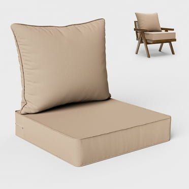 Pakunoda Outdoor Deep Seat Cushion Set for Patio Furniture, Waterproof & Fade Resistant, 19" L X 19" W X 4" H, Sand