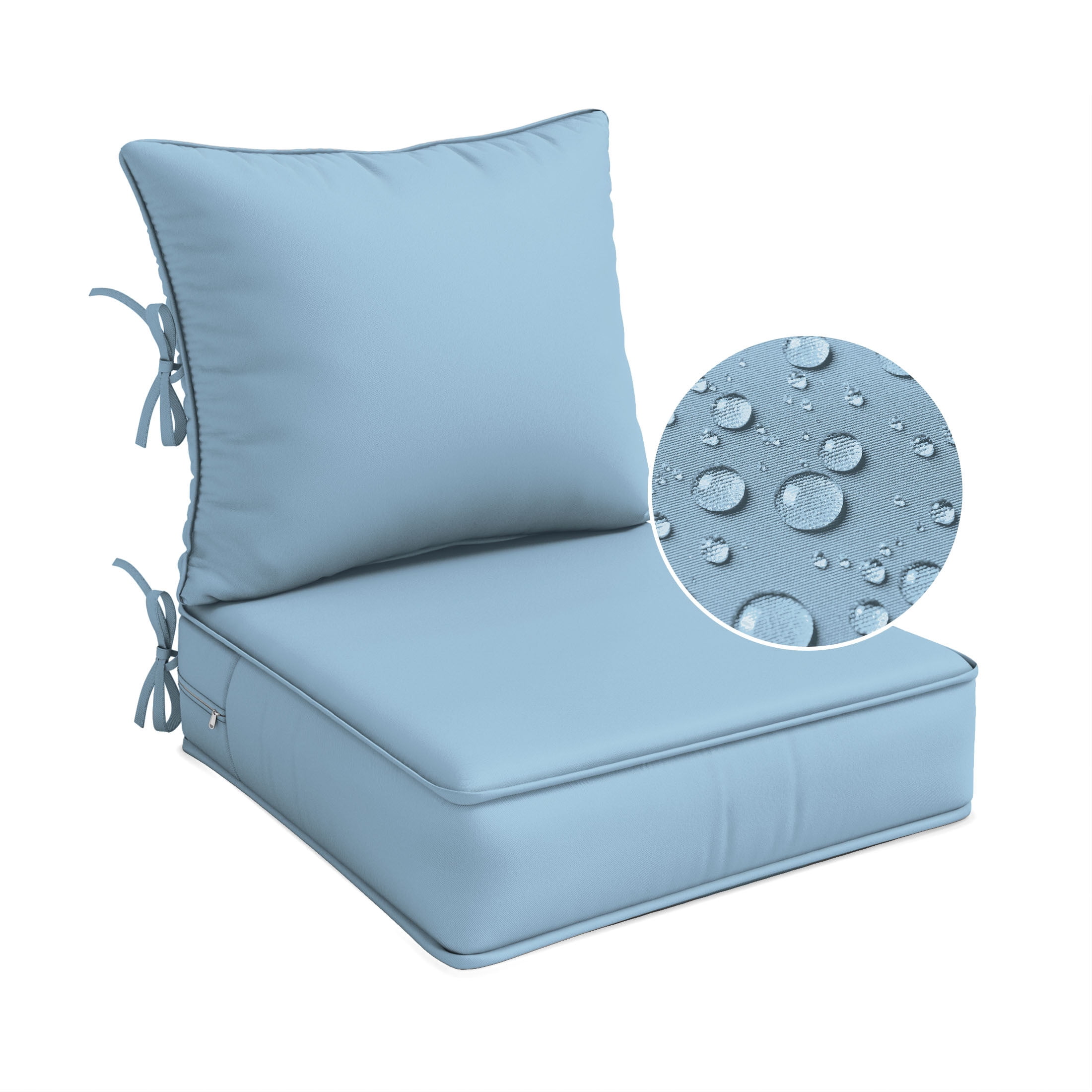 Pakunoda Outdoor Deep Seat Cushion Set for Patio Furniture, Waterproof & Fade Resistant, 19" L X 19" W X 4" H, Sky Blue