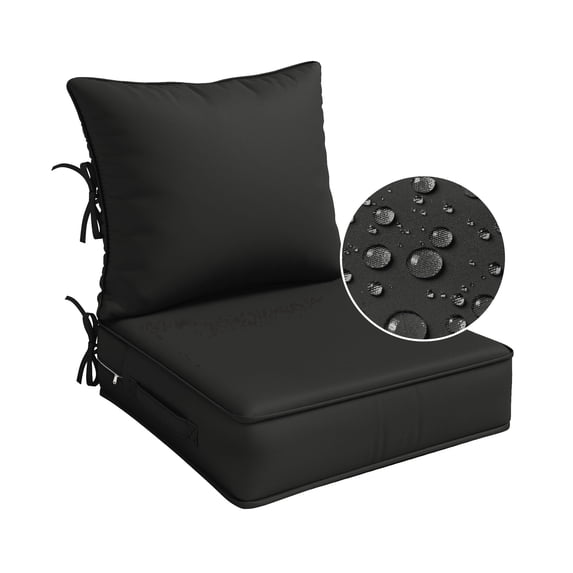 Kimunuk Outdoor Deep Seat Cushion Set for Patio Furniture, Splash-Proof & Fade Resistant, 22" L X 22" W X 4" H, Black