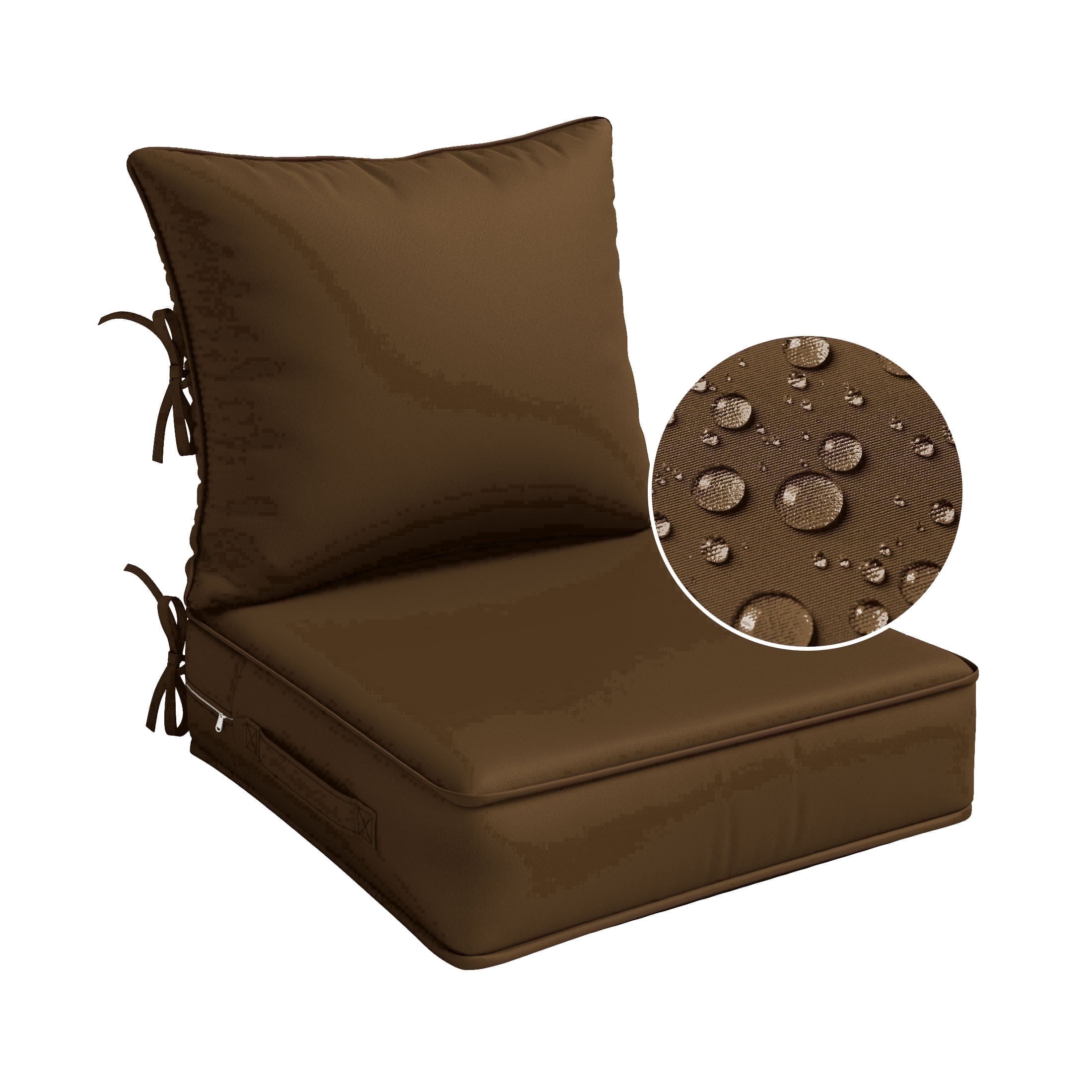 Kimunuk Outdoor Deep Seat Cushion Set for Patio Furniture, Splash-Proof & Fade Resistant, 22" L X 22" W X 4" H, Chocolate