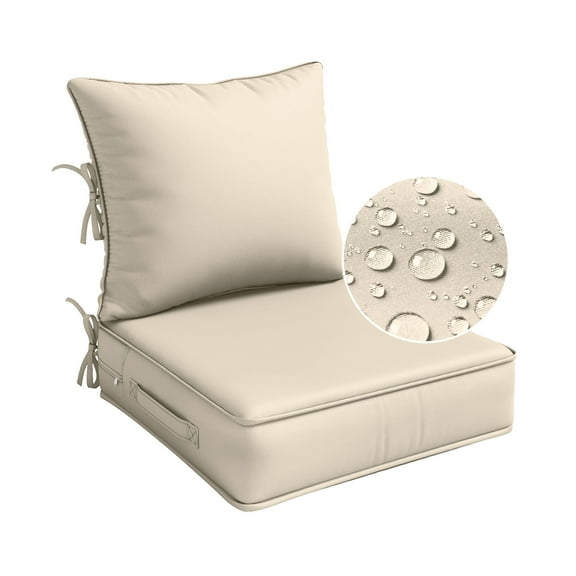 Pakunoda Outdoor Deep Seat Cushion Set for Patio Furniture, Waterproof & Fade Resistant, 22" L X 22" W X 4" H, Cream