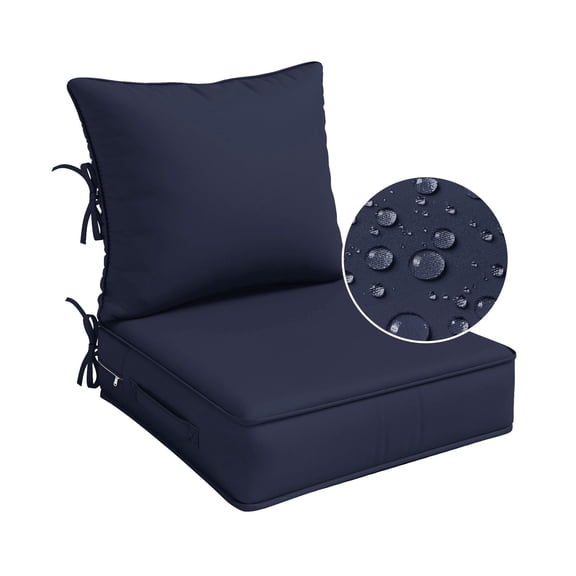 Kimunuk Outdoor Deep Seat Cushion Set for Patio Furniture, Waterproof & Fade Resistant, 22" L X 22" W X 4" H, Navy Blue