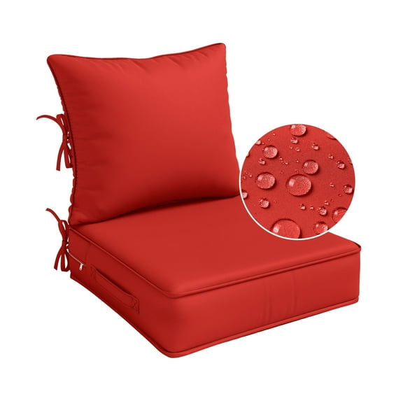 Pakunoda Outdoor Deep Seat Cushion Set for Patio Furniture, Waterproof & Fade Resistant, 22" L X 22" W X 4" H, Red