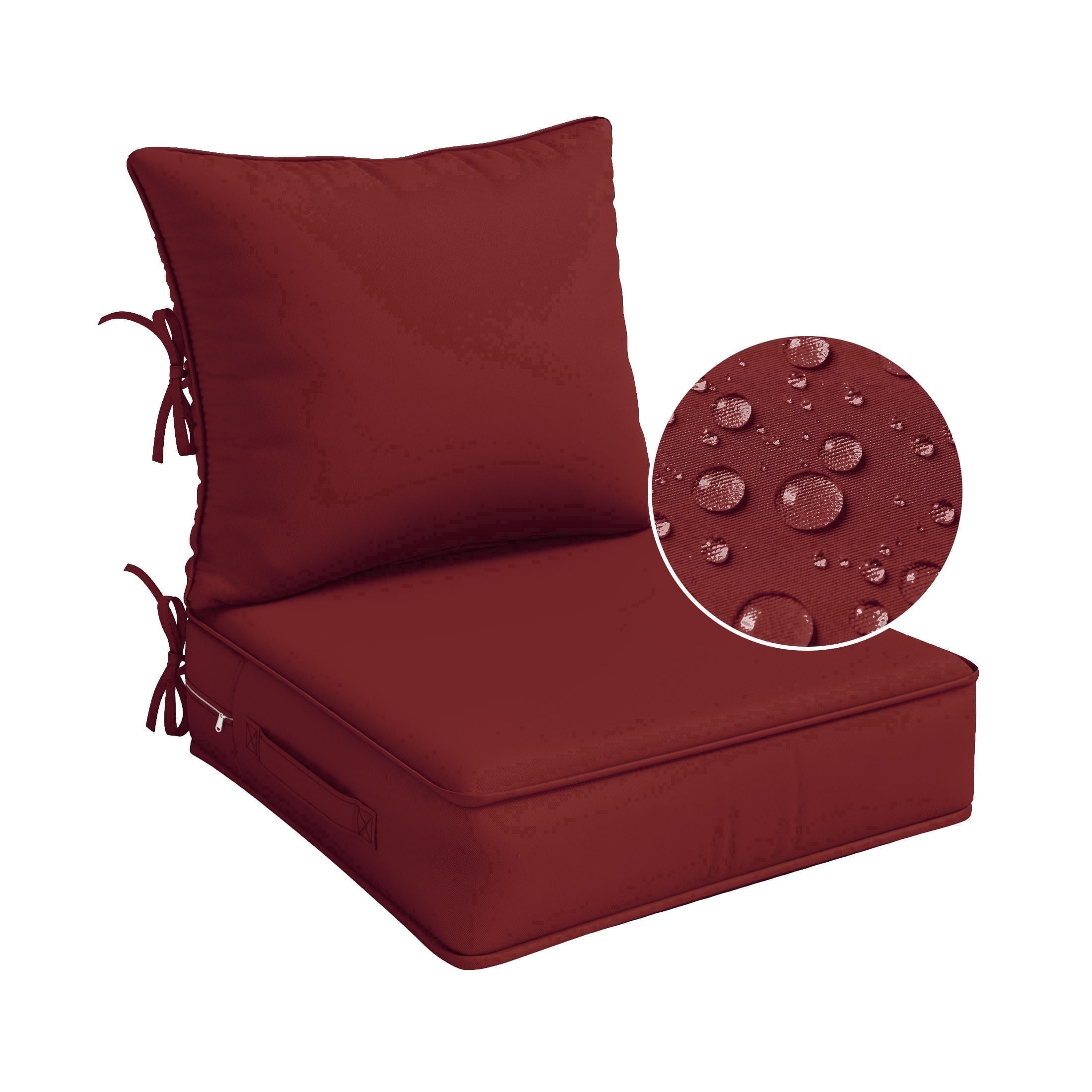 Kimunuk Outdoor Deep Seat Cushion Set for Patio Furniture, Splash-Proof & Fade Resistant, 22" L X 24" W X 5" H,Burgundy