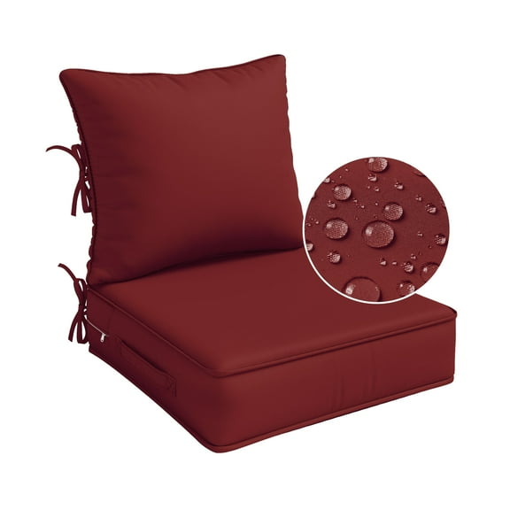 Pakunoda Outdoor Deep Seat Cushion Set for Patio Furniture, Waterproof & Fade Resistant, 22" L X 24" W X 4" H,Burgundy