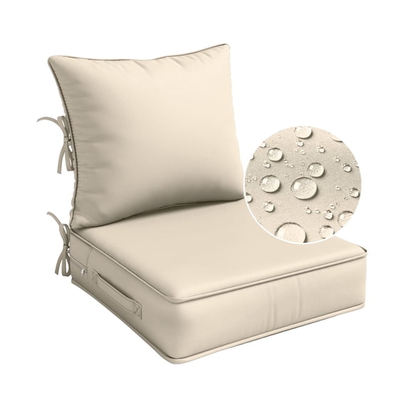 Pakunoda Outdoor Deep Seat Cushion Set for Patio Furniture, Waterproof & Fade Resistant, 24" L X 24" W X 5" H, Cream