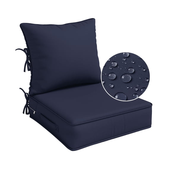 Pakunoda Outdoor Deep Seat Cushion Set for Patio Furniture, Waterproof & Fade Resistant, 24" L X 24" W X 5" H, Navy Blue