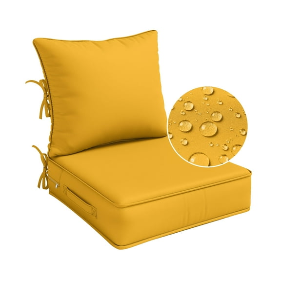 Pakunoda Outdoor Deep Seat Cushion Set for Patio Furniture, Waterproof & Fade Resistant, 24" L X 24" W X 5" H, Yellow
