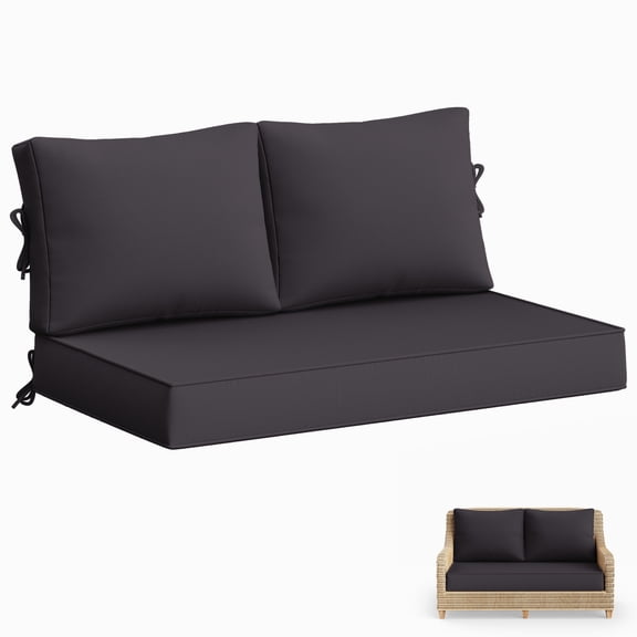 Pakunoda Outdoor Loveseat Cushion Set 46 x 26 Inch, Water Repellent, Fade Resistant, Patio Loveseat Replacement Cushions for Couch Bench and Swing, Grey