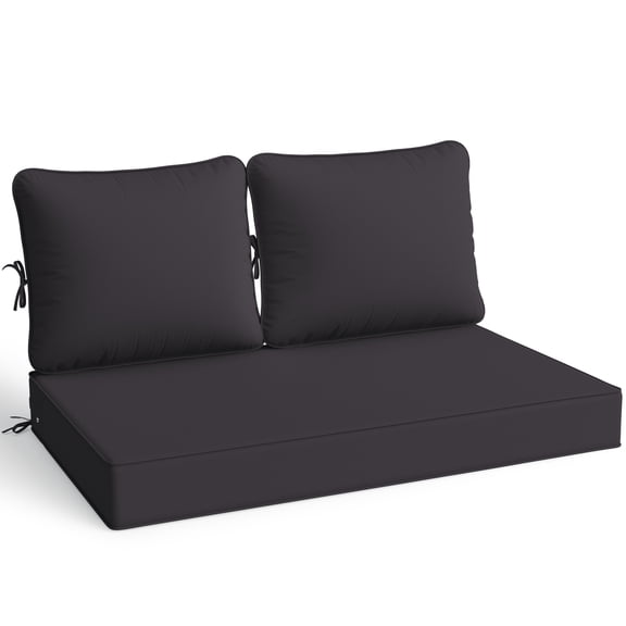 Pakunoda Outdoor Loveseat Cushion Set 46 x 26 Inch, Water Repellent, Fade Resistant, Patio Loveseat Replacement Cushions for Couch Bench and Swing, Grey