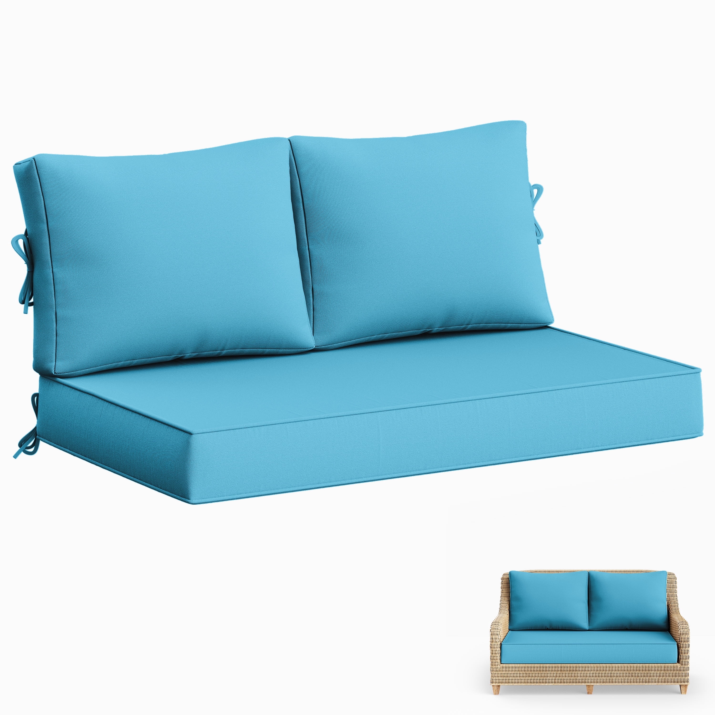 Pakunoda Outdoor Loveseat Cushion Set 46 x 26 Inch, Water Repellent ...