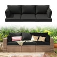 thumbnail image 1 of Pakunoda Outdoor Cushions Replacement, 8 Piece Sectional Cushion Fits 3-Seat, 4” Foam Deep Seat, for Patio Rattan Wicker Replacement Cushion, Liner&Cover, Black, 1 of 7